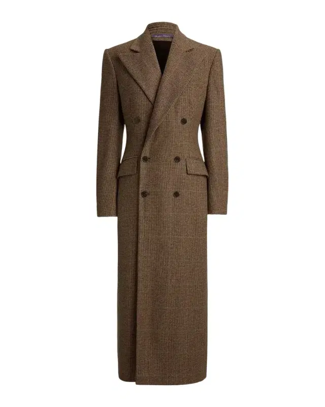 Ralph Lauren Collection Affton Double-Breasted Check Cashmere-Wool Long Coat