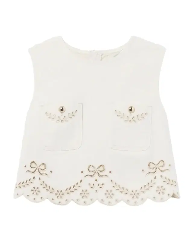 Self-Portrait Embroidered Denim Sleeveless Top