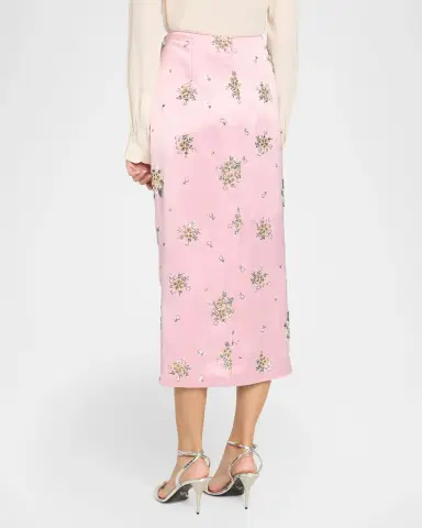 Milly Raylen Floral Sequin-Embellished Satin Midi Skirt | Thumbnail 3