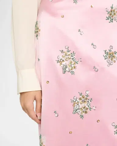 Milly Raylen Floral Sequin-Embellished Satin Midi Skirt | Thumbnail 5