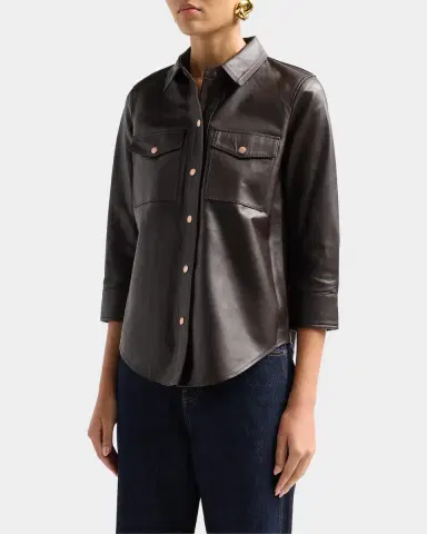 L'Agence Avina Leather Blouse | Thumbnail 4