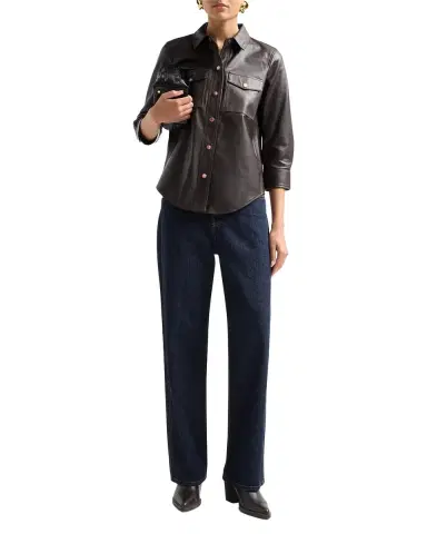 L'Agence Avina Leather Blouse | Thumbnail 6