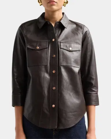 L'Agence Avina Leather Blouse | Thumbnail 8