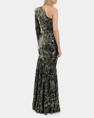 Zhivago This Is Not Her Sequined One-Shoulder Mermaid Gown | Thumbnail 3