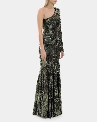 Zhivago This Is Not Her Sequined One-Shoulder Mermaid Gown | Thumbnail 4