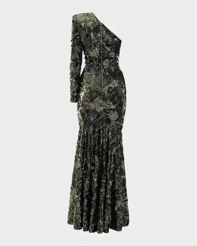 Zhivago This Is Not Her Sequined One-Shoulder Mermaid Gown | Thumbnail 5