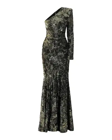 Zhivago This Is Not Her Sequined One-Shoulder Mermaid Gown | Thumbnail 1