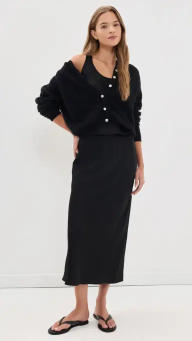 LESET Barb Bias Midi Skirt Black | Thumbnail 5 LESET Barb Bias Midi Skirt Black | Thumbnail 5