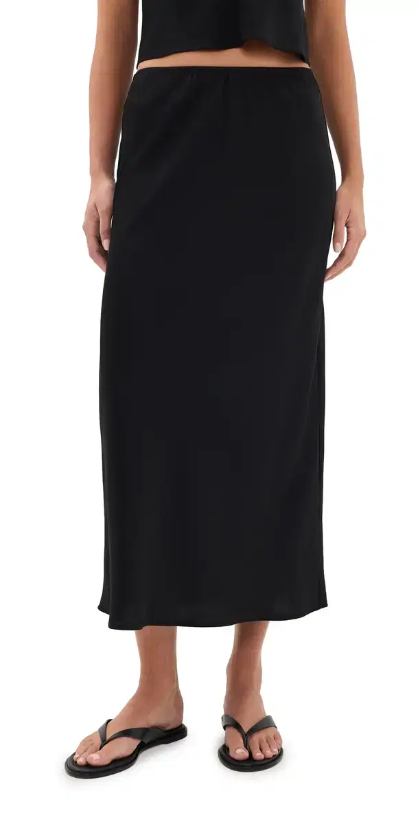 LESET Barb Bias Midi Skirt Black