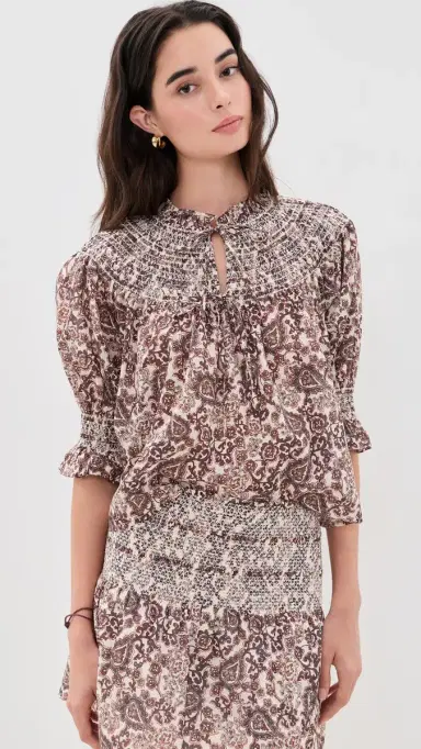 Hill House Home The Zinnia Nap Top Paisley Floral Block/Brown | Thumbnail 2