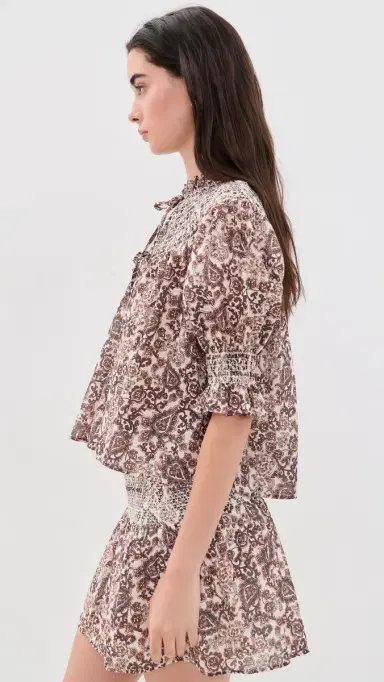Hill House Home The Zinnia Nap Top Paisley Floral Block/Brown | Thumbnail 4