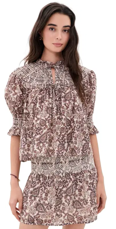 Hill House Home The Zinnia Nap Top Paisley Floral Block/Brown | Thumbnail 1