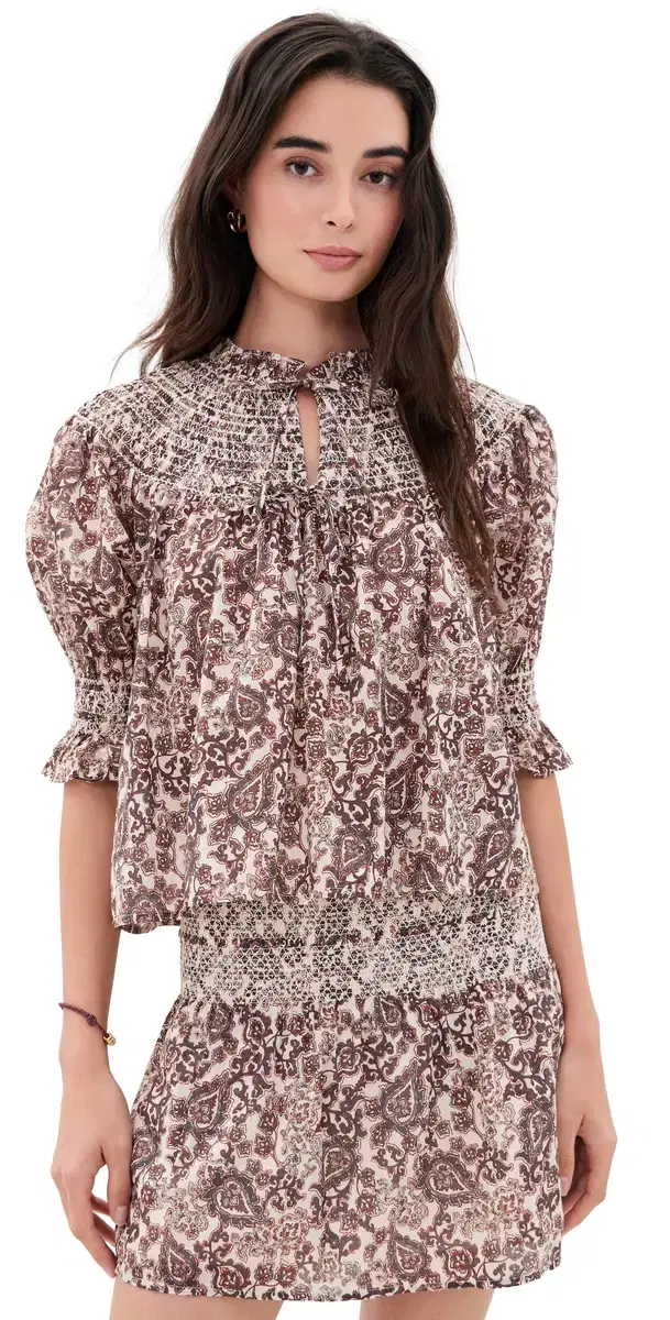 Hill House Home The Zinnia Nap Top Paisley Floral Block/Brown