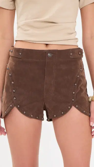 Free People Best Behavior Faux Suede Shorts Shaved Chocolate | Thumbnail 2