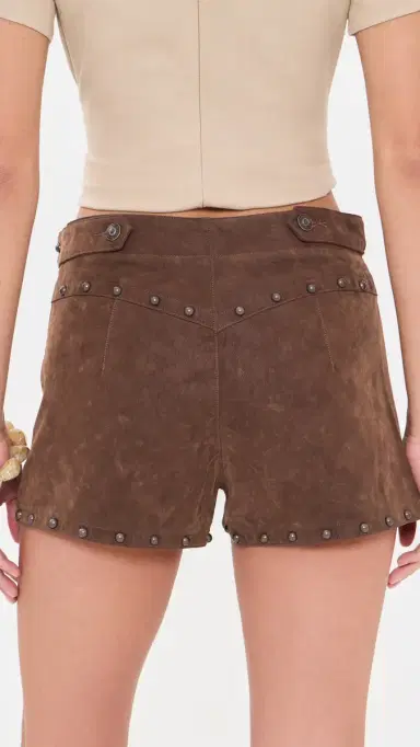 Free People Best Behavior Faux Suede Shorts Shaved Chocolate | Thumbnail 3