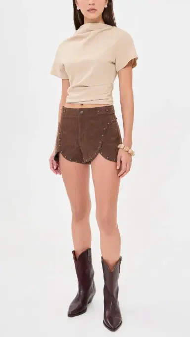 Free People Best Behavior Faux Suede Shorts Shaved Chocolate | Thumbnail 5