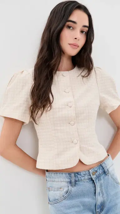 LIONESS Femme Blouse Beige Check | Thumbnail 2