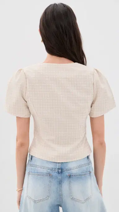 LIONESS Femme Blouse Beige Check | Thumbnail 3