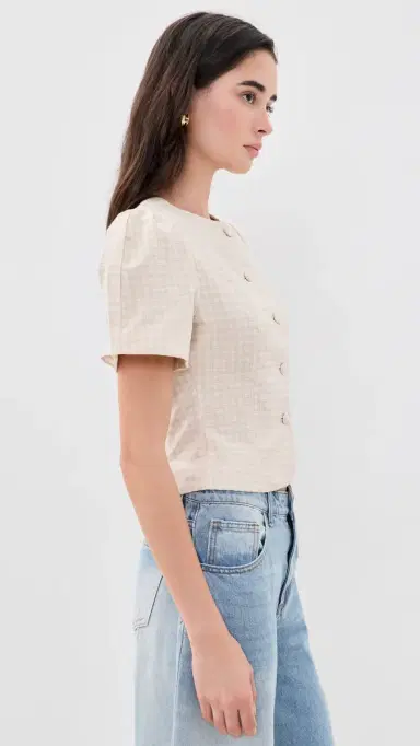 LIONESS Femme Blouse Beige Check | Thumbnail 4