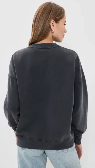 Anine Bing Miles Leopard Muse Sweatshirt Washed Black | Thumbnail 3