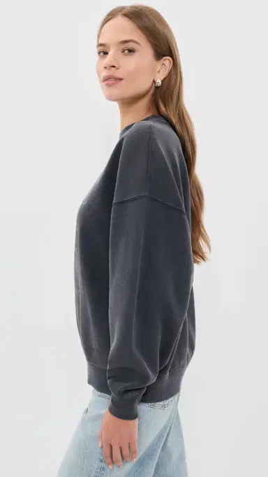 Anine Bing Miles Leopard Muse Sweatshirt Washed Black | Thumbnail 4