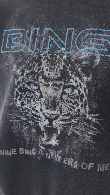 Anine Bing Miles Leopard Muse Sweatshirt Washed Black | Thumbnail 6