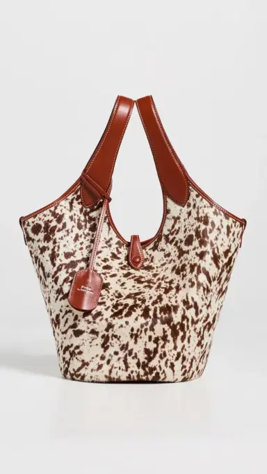 Polo Ralph Lauren Haircalf Medium Tote SPOTTED BROWN MULTI One Size | Thumbnail 2