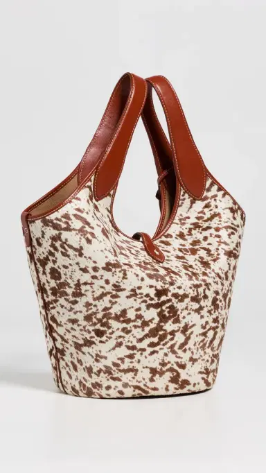 Polo Ralph Lauren Haircalf Medium Tote SPOTTED BROWN MULTI One Size | Thumbnail 4