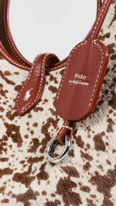 Polo Ralph Lauren Haircalf Medium Tote SPOTTED BROWN MULTI One Size | Thumbnail 5