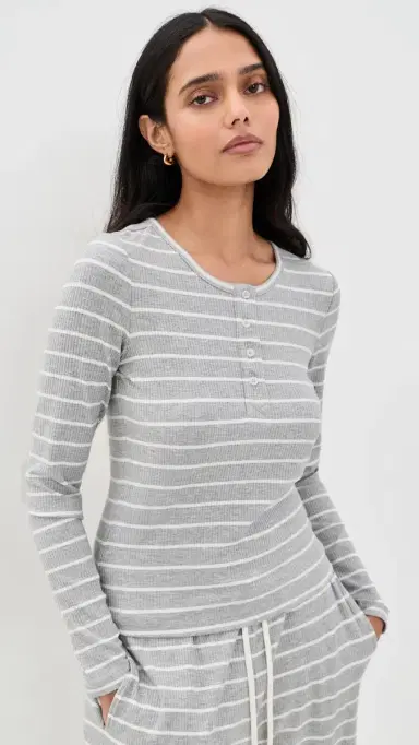 Year of Ours The Perfect Ribbed Henley Tee | Thumbnail 2 Year of Ours The Perfect Ribbed Henley Tee | Thumbnail 2
