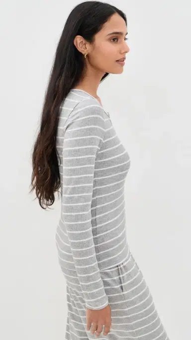 Year of Ours The Perfect Ribbed Henley Tee | Thumbnail 4 Year of Ours The Perfect Ribbed Henley Tee | Thumbnail 4