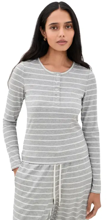 Year of Ours The Perfect Ribbed Henley Tee | Thumbnail 1 Year of Ours The Perfect Ribbed Henley Tee | Thumbnail 1