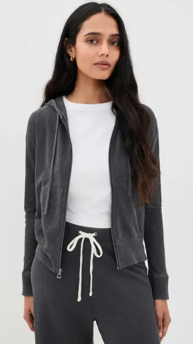 James Perse Vintage French Terry Zip Hoody Blue Noir | Thumbnail 2