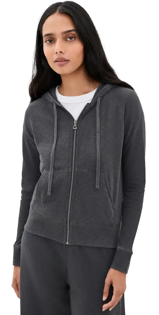 James Perse Vintage French Terry Zip Hoody Blue Noir
