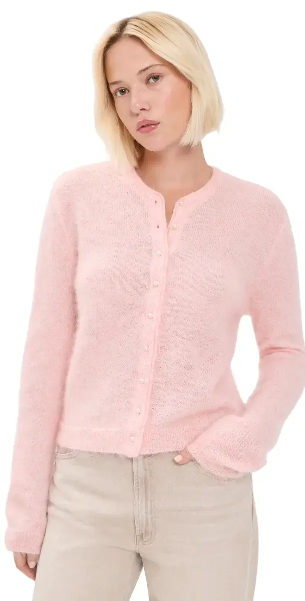 Mother The Cropped ohair Cardigan Powder