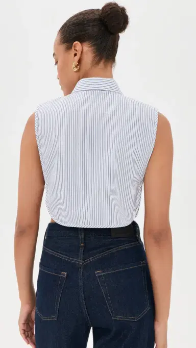 Favorite Daughter The Tuck In Collar Blue/White Stripe | Thumbnail 4