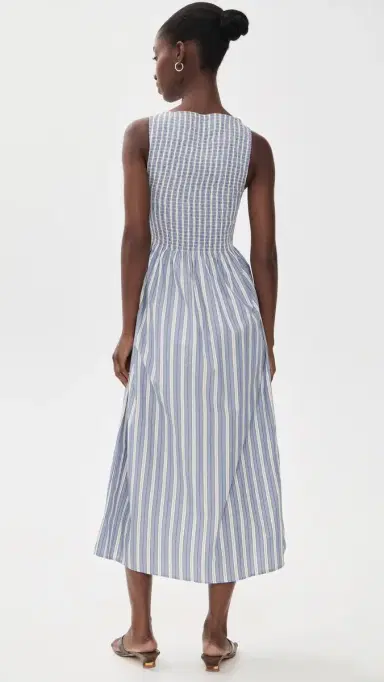 Hill House Home The Cosima Nap Dress Anne tripe/Dusty Blue | Thumbnail 3