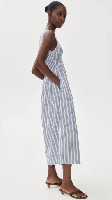 Hill House Home The Cosima Nap Dress Anne tripe/Dusty Blue | Thumbnail 4