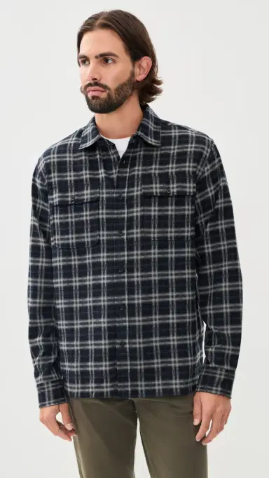 Joe's Jeans Plaid Double Flap Pocket Shirt Navy ulti | Thumbnail 2 Joe's Jeans Plaid Double Flap Pocket Shirt Navy ulti | Thumbnail 2