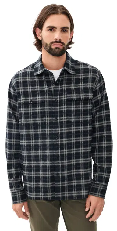 Joe's Jeans Plaid Double Flap Pocket Shirt Navy ulti | Thumbnail 1 Joe's Jeans Plaid Double Flap Pocket Shirt Navy ulti | Thumbnail 1