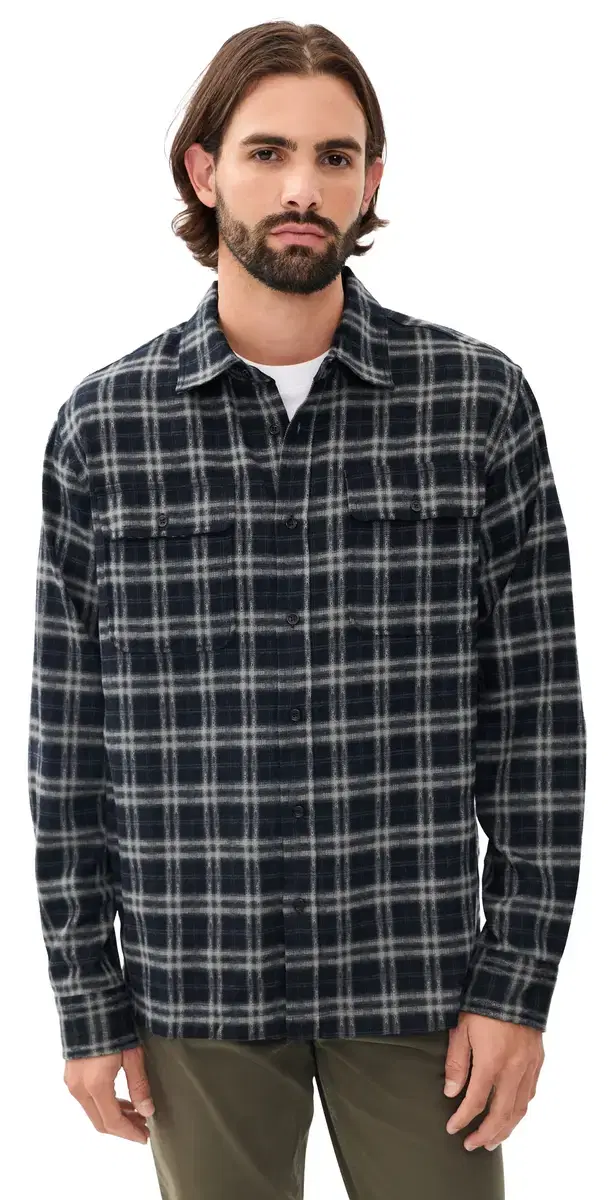 Joe's Jeans Plaid Double Flap Pocket Shirt Navy ulti