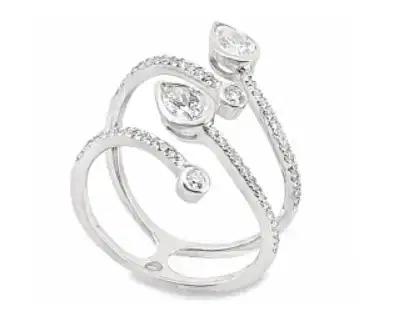 Wish Fine Jewelry 0.941ct Diamond 18K Gold Crossover Ring