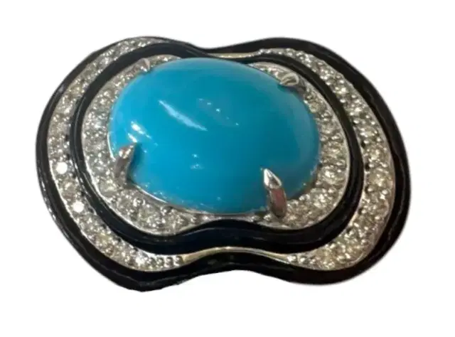 Wish Fine Jewelry 26.678ct Diamond Turquoise Black Onyx 18K Gold Cocktail Ring