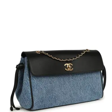 Chanel Chanel "Urban Essential" Flap Bag Blue Denim, Black Calfskin Gold Hardware | Thumbnail 2