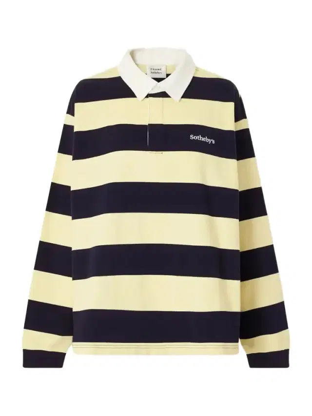 Frame + Sotheby's Striped Cotton-jersey Polo Sweater