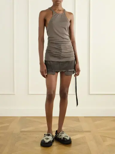 Rick Owens Drkshdw Frayed Cotton-jersey Tank | Thumbnail 2