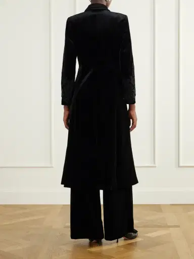 Loretta Caponi Rose Embroidered Velvet Coat | Thumbnail 3