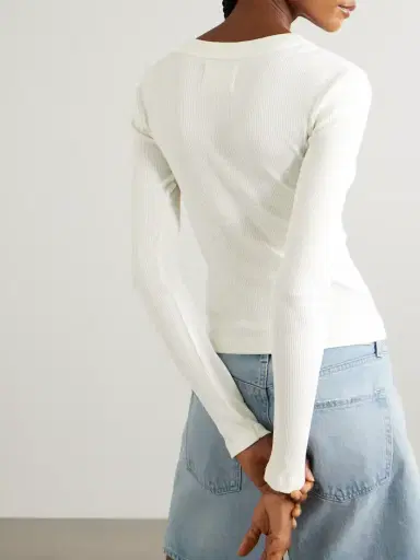 Citizens of Humanity Varra Ribbed Stretch Organic Cotton And Lyocell-blend Henley Top | Thumbnail 3