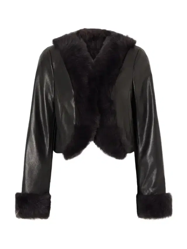 Nour Hammour Sofie Cropped Shearling-trimmed Leather Jacket