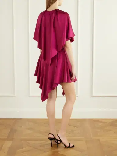 Stella McCartney Gathered Tiered Satin Midi Dress | Thumbnail 4 Stella McCartney Gathered Tiered Satin Midi Dress | Thumbnail 4